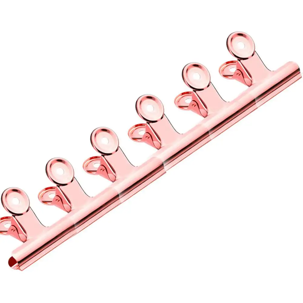 6 pces c curva grampos 31mm multi função de aço inoxidável ouro rosa/colorido recibo clipe de livro de papel acrílico dicas cabo dobadoura