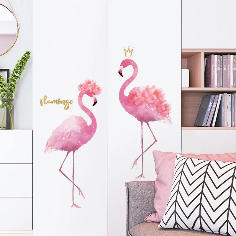 

Love Flamingo Wall Sticker Girl Room Decoration Bedroom Decor Wedding Background Wall Decor Self-adhesive Stickers Home Decor