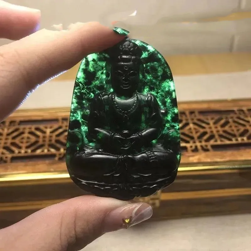 Natural Jade Gao Bing Yao Wang Shi Guanyin Pendant Serpentine Jade To Ward Off Evil Spirits and Protect Safety Pendant Jewelry