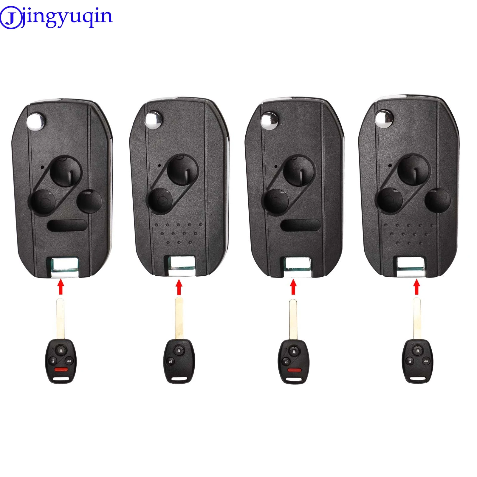 

jingyuqin 10ps 2/3/4 Modified Folding Car Key Case Remote For Honda Cr-V Civic Insight Ridgeline 2003 2008 2009