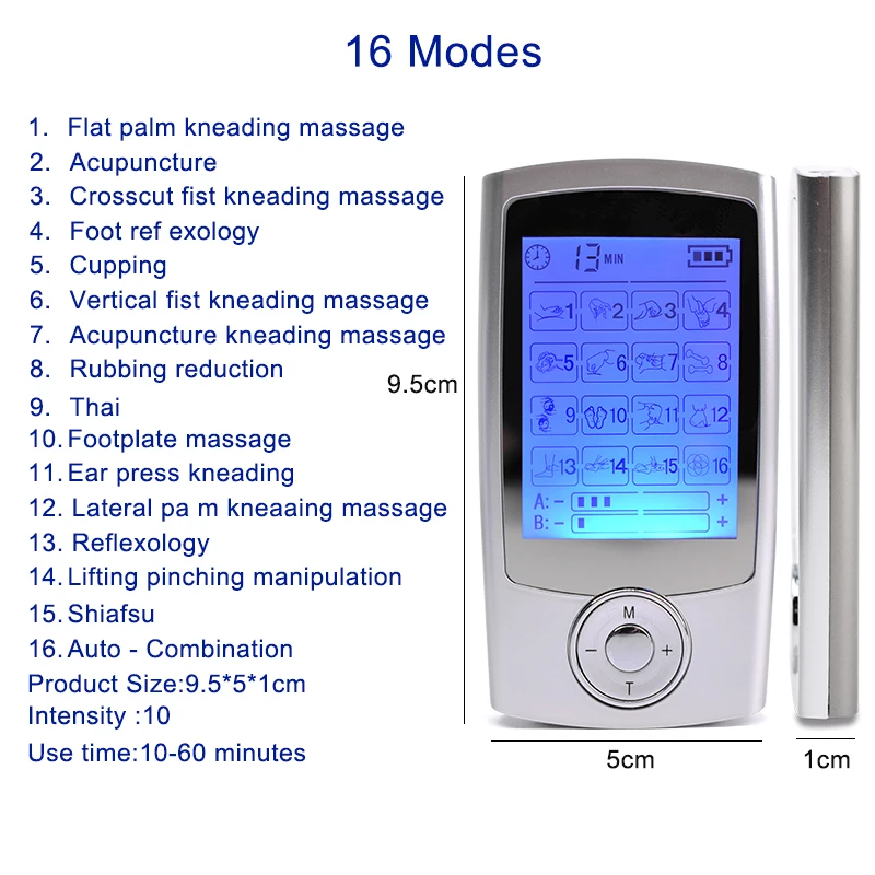 16 Modes Electric EMS Acupuncture Tens Muscle Stimulator  Body Massage Digital Therapy Slimming Machine Electrostimulator