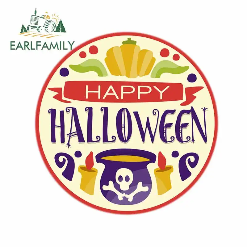 EARLFAMILY 13cm x 13cm for Happy Halloween Waterproof Decal Car Accessories Fashion Car Repair Sticker Custom Printing JDM Decor