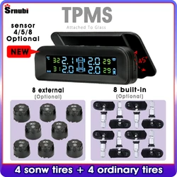 TPMS Original Wireless HD Solar Charge Car Tire Pressure Alarm Monitor System Display Turn On with Vibration with 4/5/8 Sensors