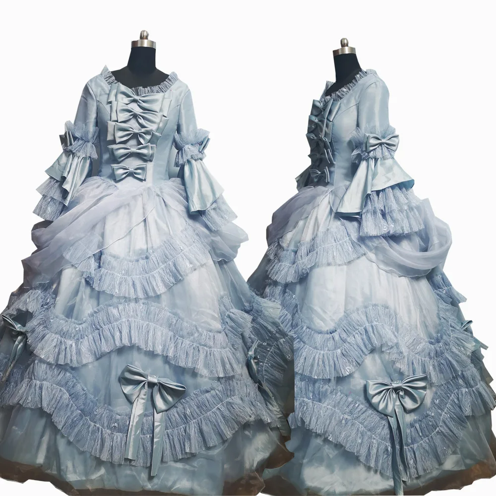 2020 neue blau Vintage kostüme 18th Herzogin Retro medieval Renaissance Reenactment Theatre bürgerkrieg Viktorianischen kleid D-620