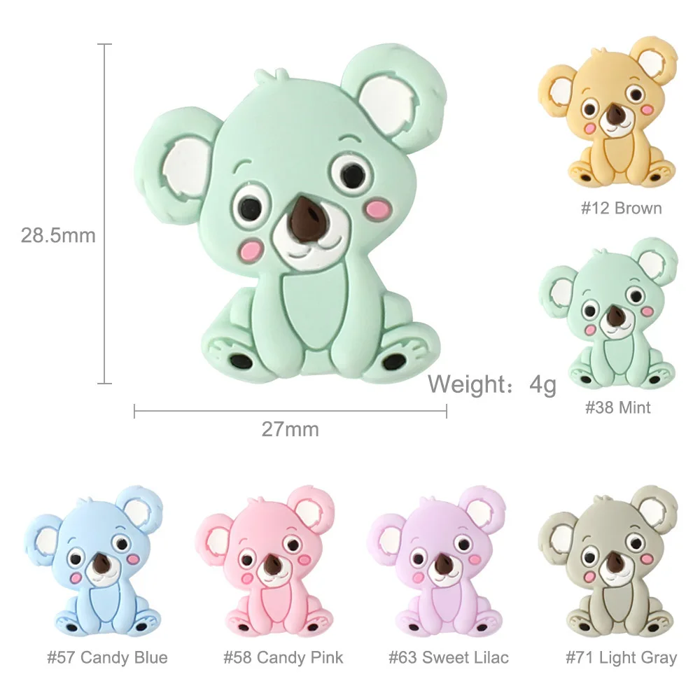 5pcs Cartoon Silicone Beads Koala Bow Bear Unicorn BPA Free Baby Teething Beads DIY Pacifier Clips Children Newborn Baby Teether