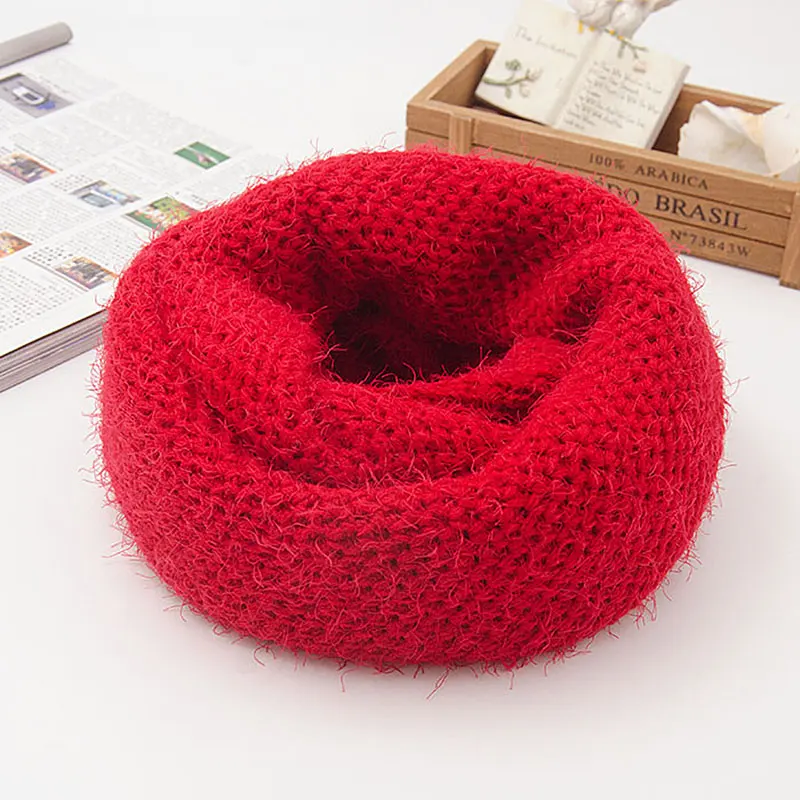 Chunky Circle Knitted Scarf for Women Snood Scarf Ring Acrylic Solid Neckerchief Warm Thick Winter New Fashion 2023