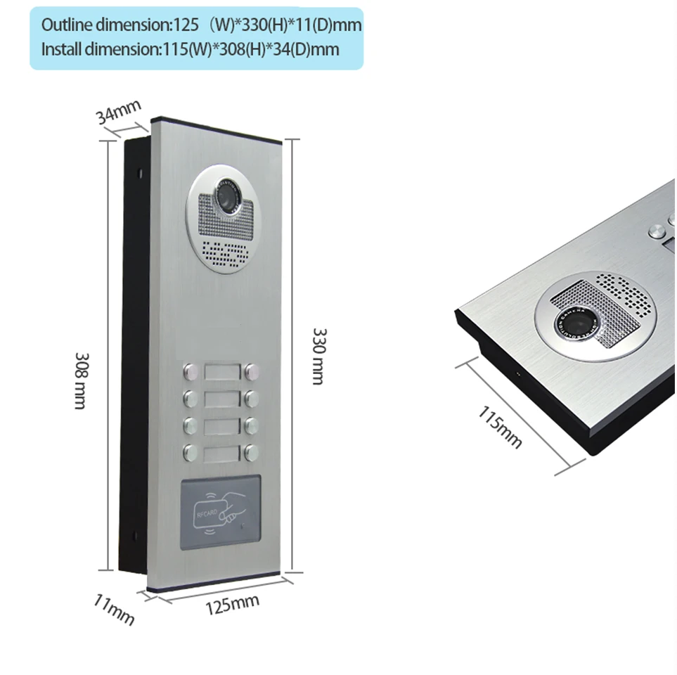 7 Inch 8 Unists Multi-Appartement Video Deur Intercom Systeem Met Rfid Keyfobs/Power Video Deurtelefoon Deurbel voor Appartement