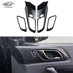 For Ford RANGER T6 T7 T8 2015 2016 2017 2018 2019 2020 4Pcs Carbon Fiber Color Car Interior Door Handles Outer Frame Cover Trim