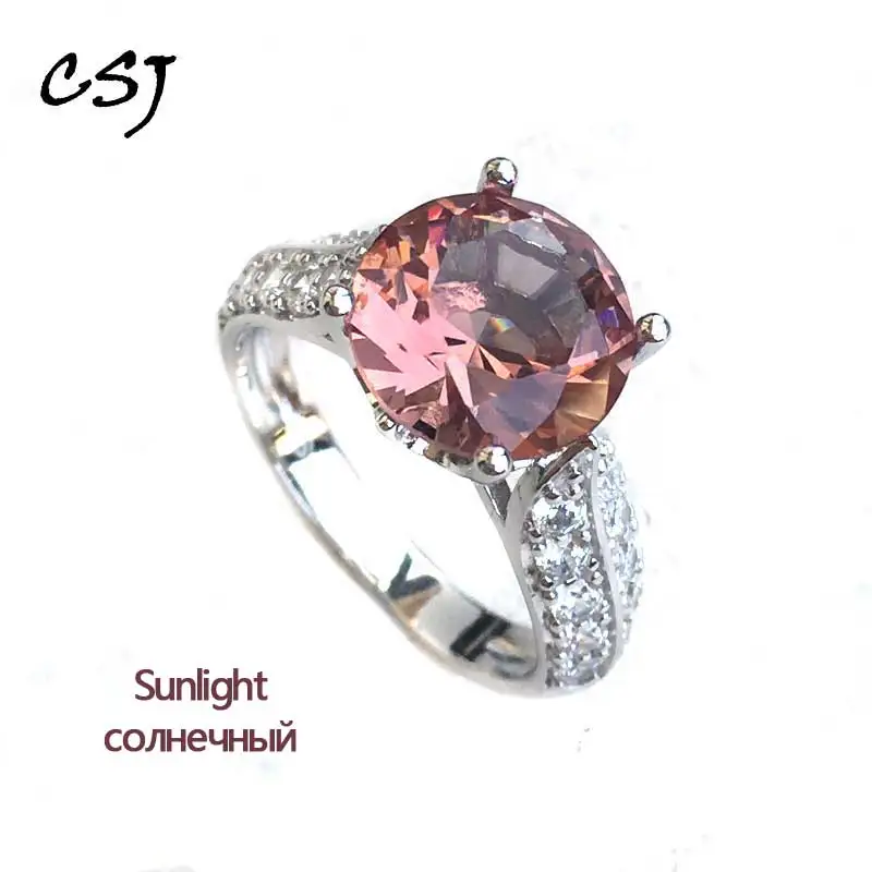 

CSJ Elegant Zultanite Ring Sterling 925 Silver Created sultanite Color Change Stone Fine Jewelry Women Lady Party Wedding Gift