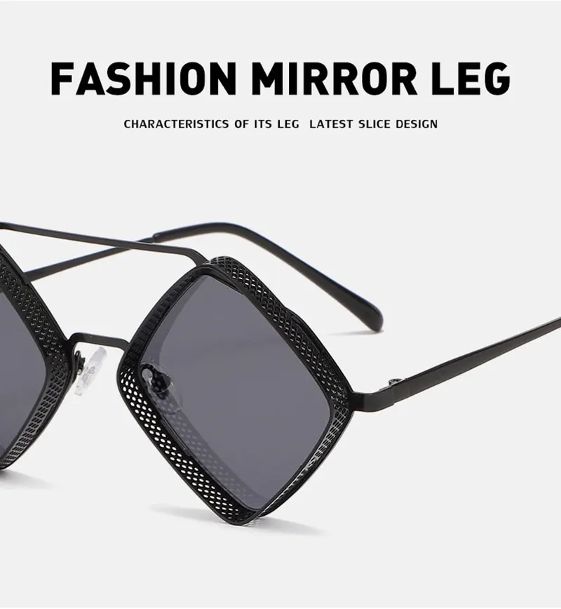 Mimiyou SteamPunk Hohle Rhombus-Sonnenbrille für Herren, Retro-Legierungs-Sonnenbrille für Damen, modische Brillen, Marke UV400, Brillen, Sonnenbrillen – Detail 9
