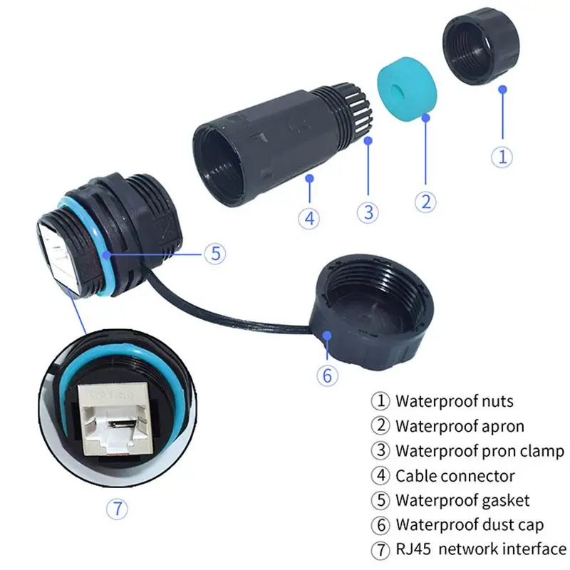 YXY Rj45 Waterproof Connector CAT5E/CAT6/CAT6A IP68 Waterpoof Network Extender Extension Panel Mount Quick Connector