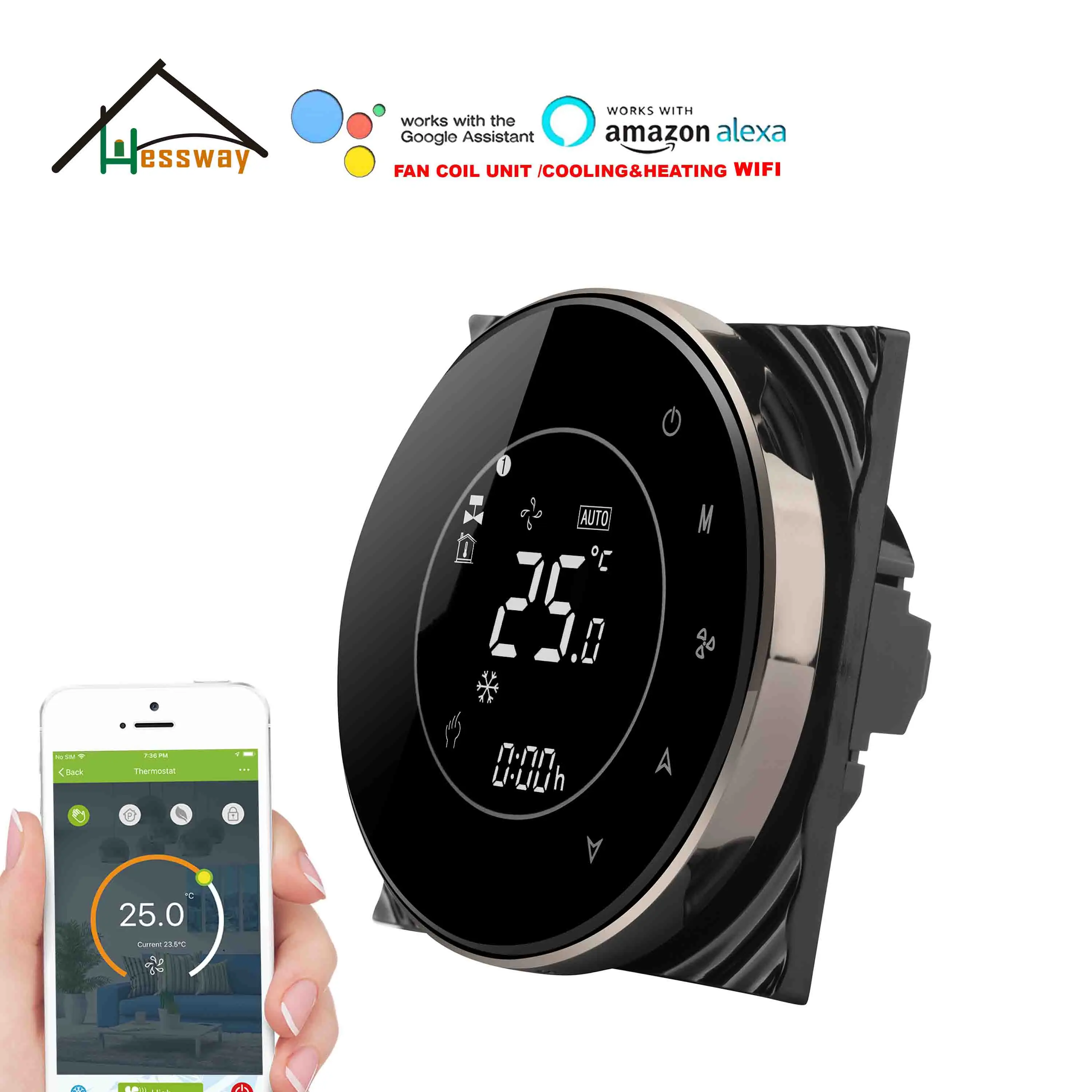 HESSWAY – thermostat wifi 24v 220v, pour climatiseur, régulateur de température intelligent, google