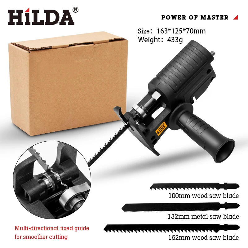 HILDA Reciprocating Saw-Adapter Hand-Tool Woodworking-Tool Cutting Cordless With Blades For Power Tool Electric-Drill