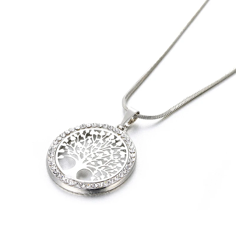 New Fashion Tree Of Life Crystal Round Small Pendant Necklace Elegant Women Jewelry Gifts Dropshipping 2024