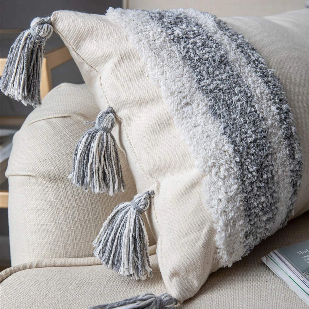 Boho Cushion Cover Morocco Tufted Tassel Throw Pillow Covers Decorative Macrame Pillow Case Sofa Nordic Home Spring Decoration