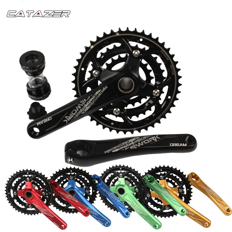 

MTB Bike 27 30 Speed Hollow Integrated Crankset 22-32-44T 104MM Chainring Road Bike 170MM 7005 Aluminum Alloy Crank with BB