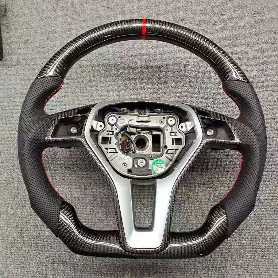 Refit Carbon Fiber Leather Steering Wheel For Mercedes Benz GLA GLC GLE CLA AMG GLK GLS 2004 2017 2008 2007 2019 2013 2009..