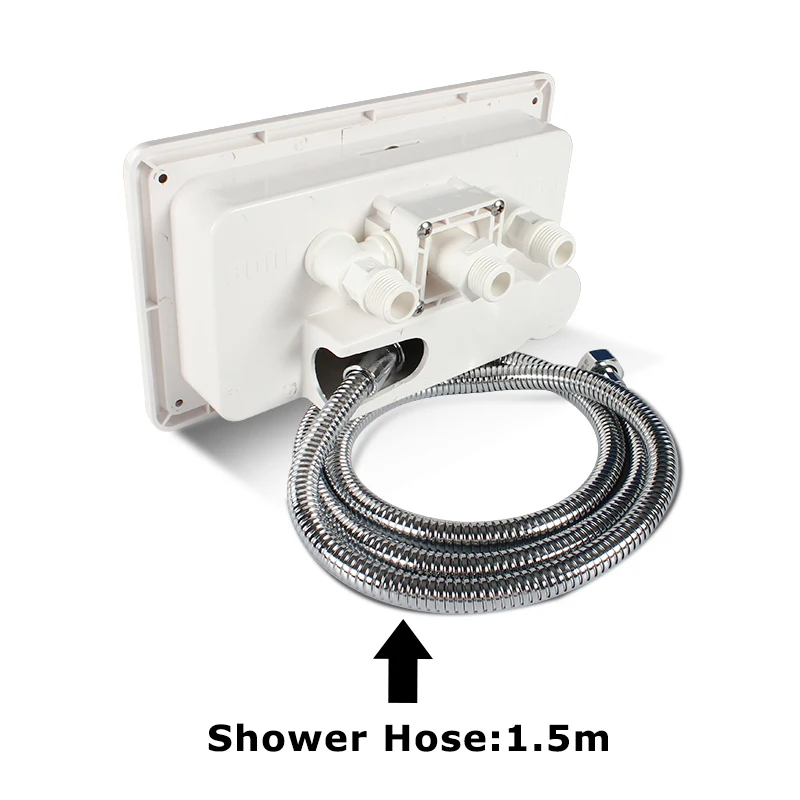 RV Caravan Exterior Shower Box Kit with Lock Hot and Cold Water Separate Switch Suitable for Motorhome Camper Shower Accessories