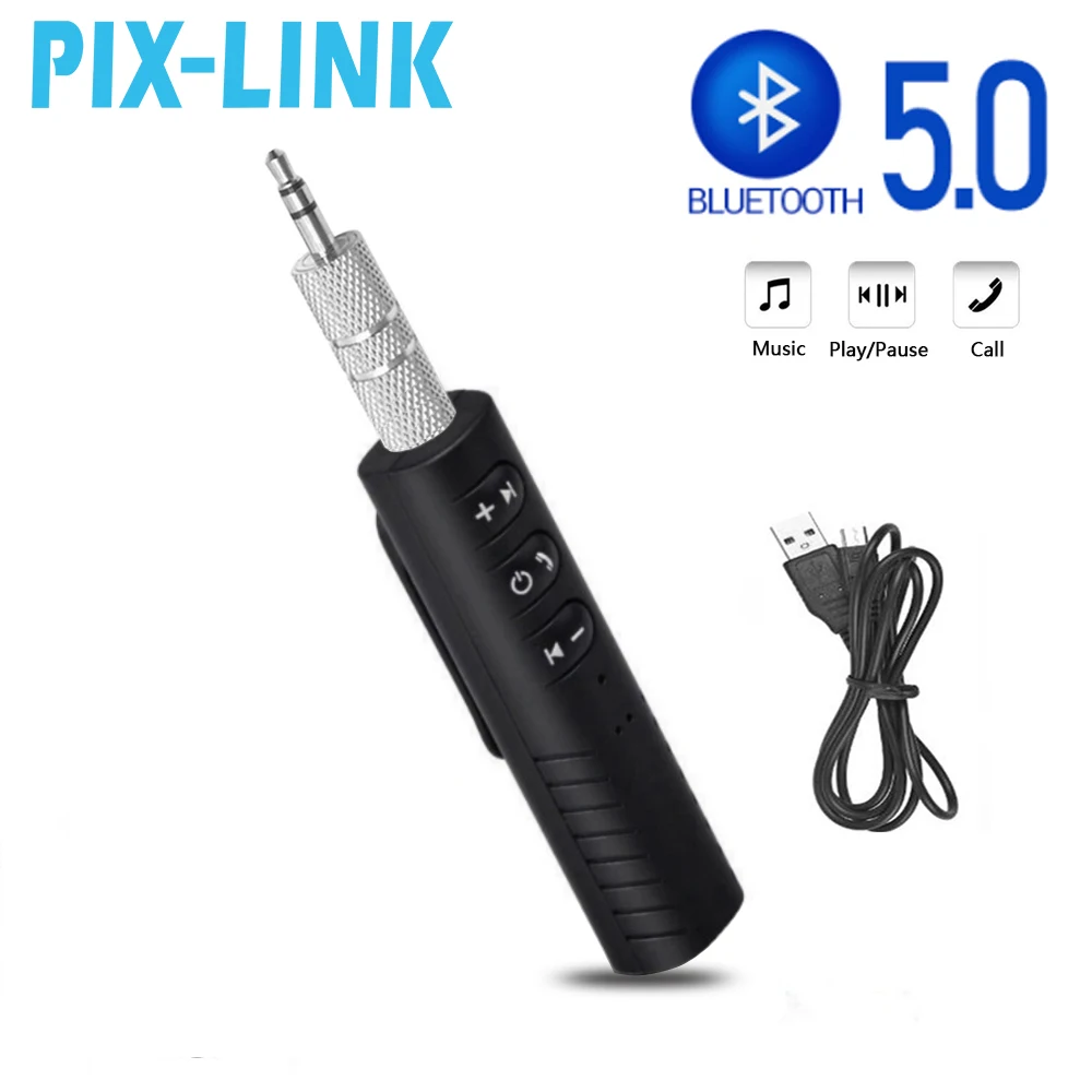 Pixlink-receptor inalámbrico con Bluetooth 5,0, adaptador jack3.5 mm, Kit de AUX automático para coche, música, MP3, altavoz, auriculares