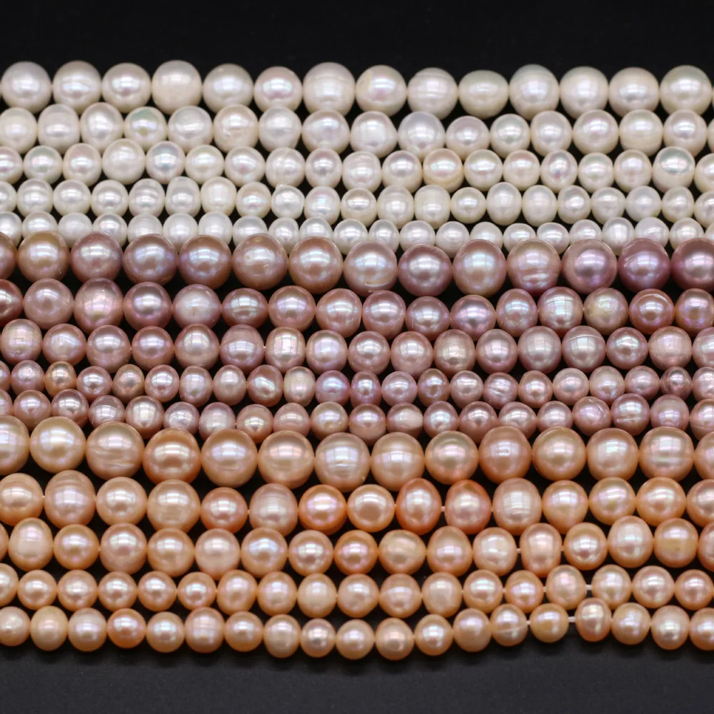 

AA 100% Natural Freshwater Pearl Beads Nearly Round Shape Punch Loose Beads for Jewelry Making DIY Necklace Bracelet