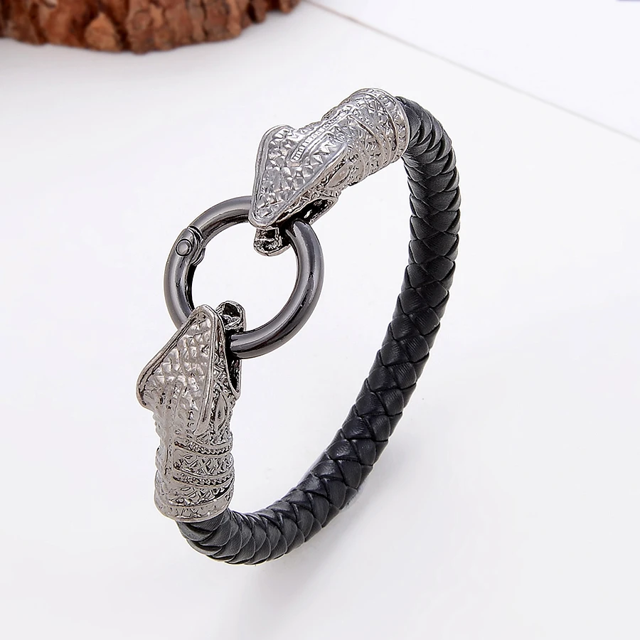 Bohemia Snake Animal Bracelets For Women Black Genuine Leather Rope Chain Charm Bracelet Luxury Jewelry Pulseras Mujer Gift