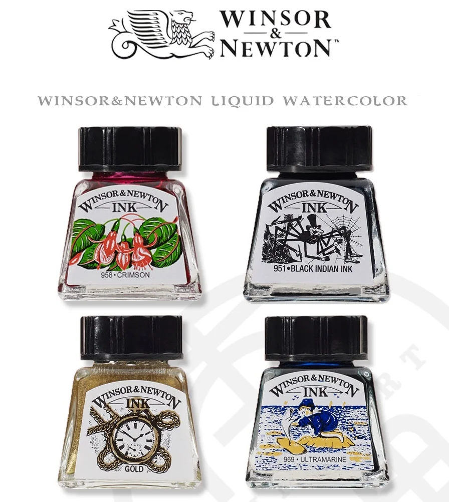 British WINSOR&NEWTON Liquid acuarela Ink Waterproof Watercolor Paint Calligraphy Painting Color Ink