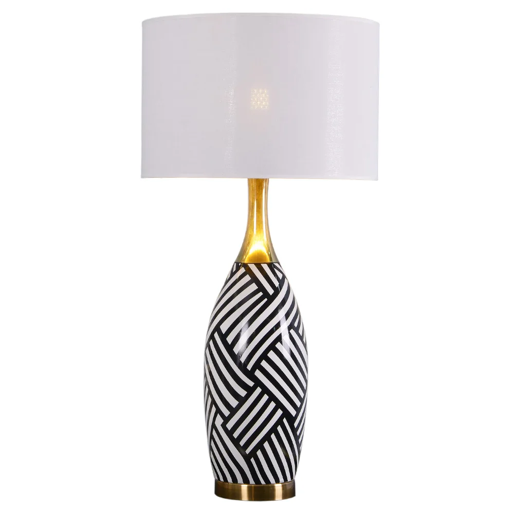 Zebra Stripes  Ceramic Table Lamps For Living Room Bedroom Study Room Bedside Lamps Home Decor EU Plug 110v 220v E27 Bulb