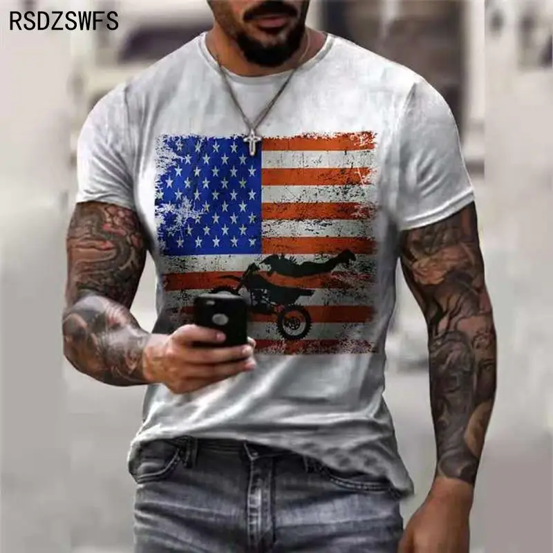 New Summer Men T-shirt 3D Car Highway Motorcycle Biker Hip Hop Tshirt Tee Top Oversize T Shirt For Men Vintage Clothes Streeerar