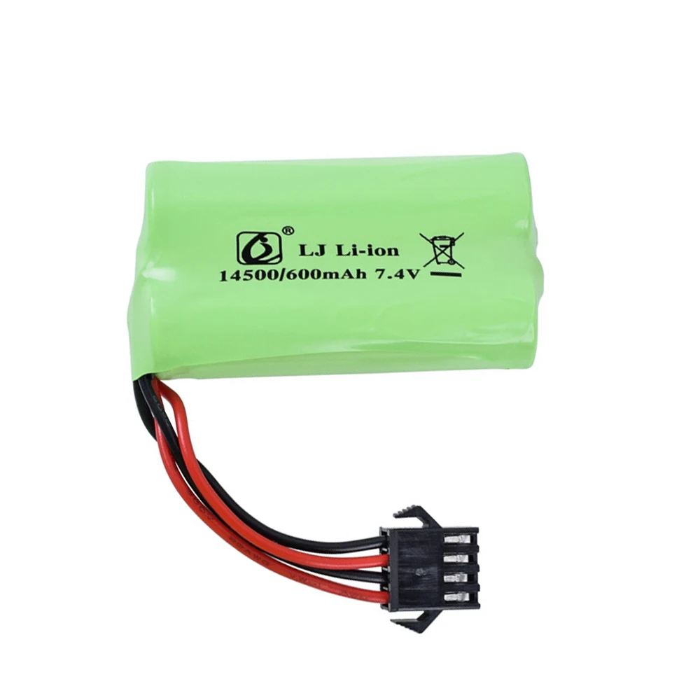 7.4V 600mah 14500 lipo battery SM4P Plug water bullet gun lithium battery high quality 14500 2S battery for RC toys accessories