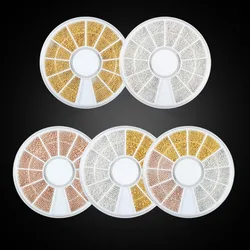 Cuentas de Caviar de acero en 3D para decoración de uñas, 1 rueda, 1mm, oro rosa, plata, manicura