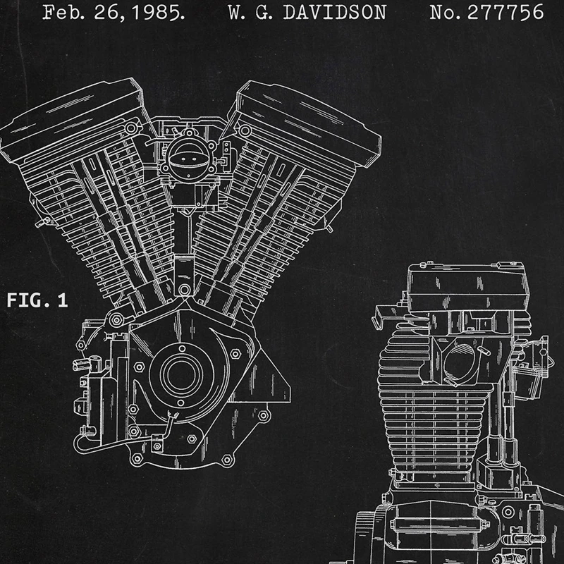 دراجة نارية محرك مخطط الفن قماش اللوحة Vintage صناعة المشارك يطبع جدار صور الأولاد غرفة الديكور هدية له
