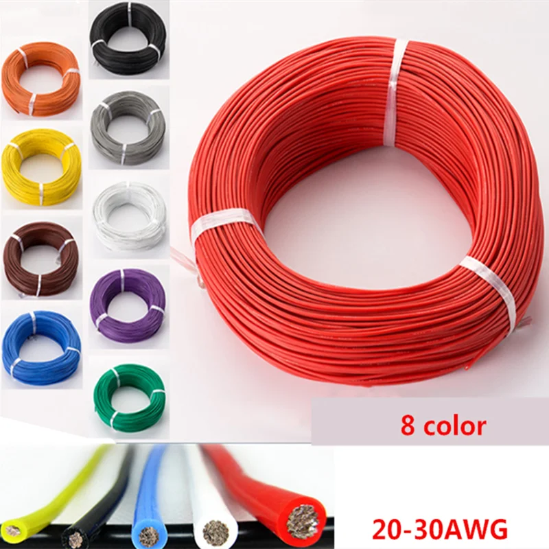 50metre 20 22 24 26 28 30 AWG Silicone Wire Ultra Flexiable Test Line Cable High Temperature