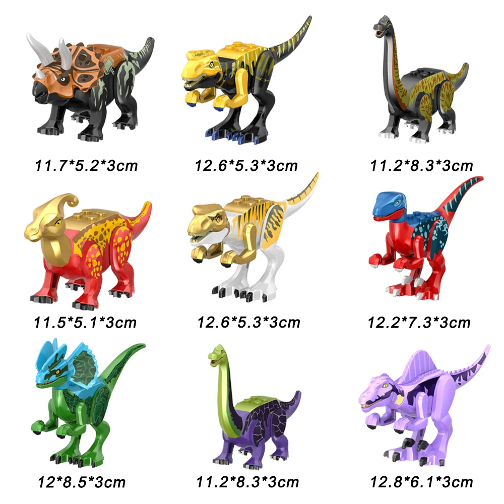 Dinossauro jurássico montar blocos de brinquedo construção do mundo tijolos crianças dino velociraptor triceratops stegosaurus modelo presente natal