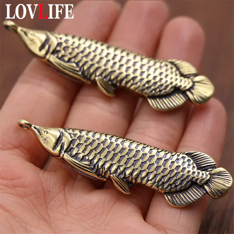 Pure Copper Fish Pendants for Keychain Brass Carp Key Chain Rings Hanging Jewelry DIY Leather Car Keyrings Fashion Accessories