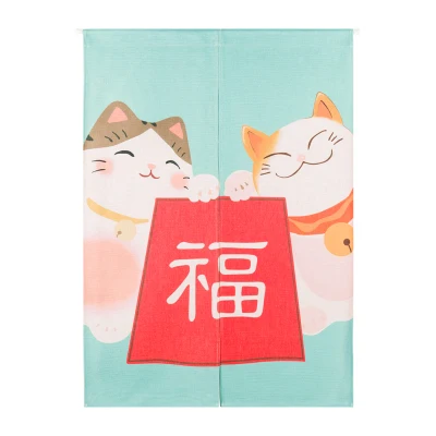 Taiwan Japan style Chinese lucky fortune cat cloth home act portiere itchen hangings door half curtain Maneki Neko mascot