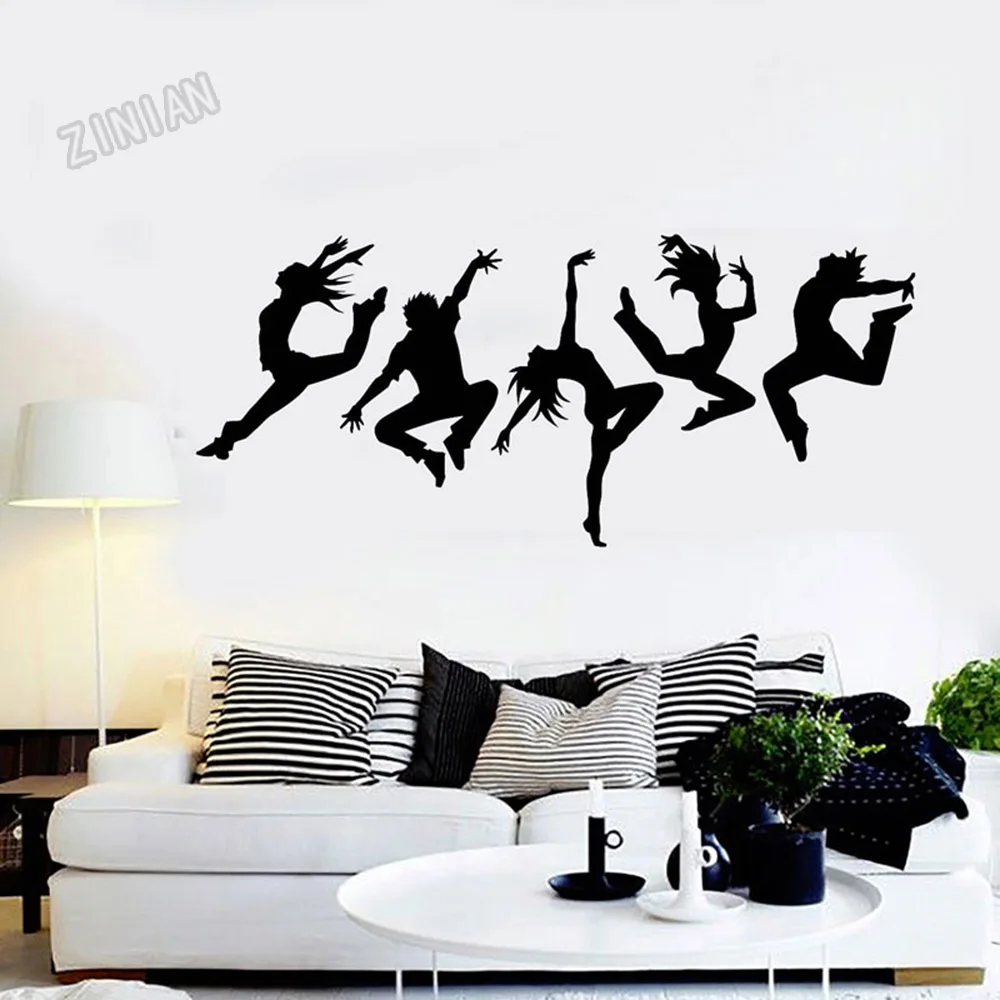 Dance Studio Wall Stickers Cool Dancer Pose Wall Murals Decor Mirrow Of Classroom Vinyl Wall Decals For Kids Room Removable Y091