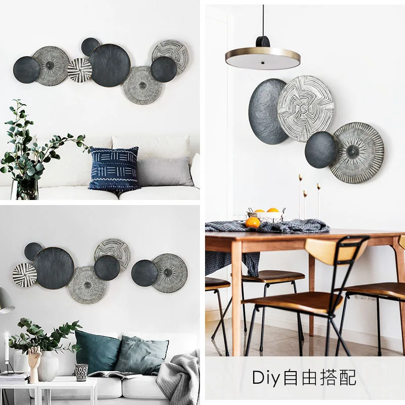 American simple 3D wall decoration wall hanging do old style wrought iron mural living room sofa background home decoration