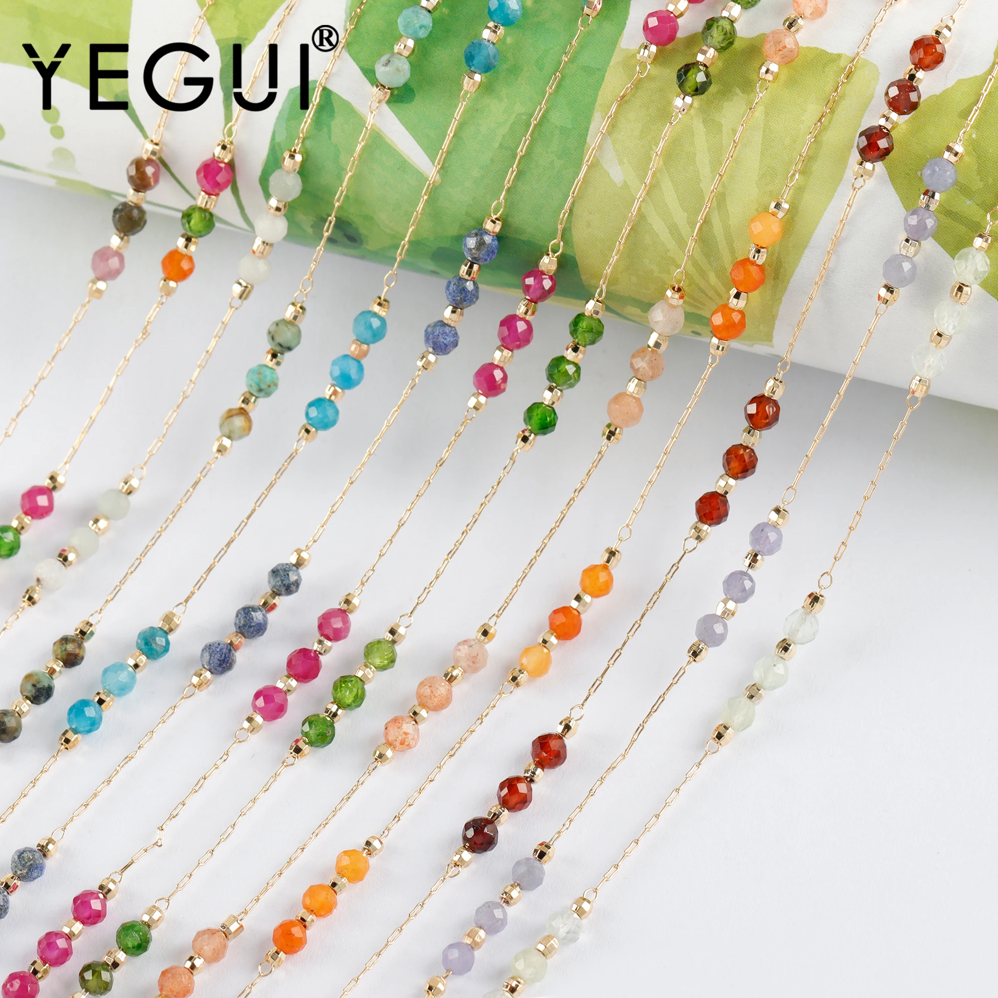

YEGUI C218,diy chain,18k gold plated,stainless steel,natural gemstone,charms,diy bracelet necklace,jewelry making,1m/lot