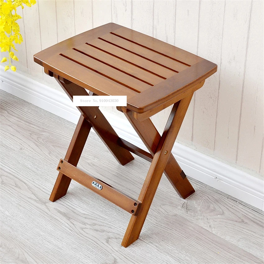 

Modern Simple Portable Folding Bamboo Stool High-quality Solid Wood Small Bench Outdoor Fishing Stool Household Square Stool