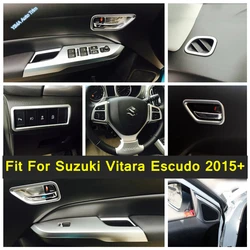 Fit For Suzuki Vitara Escudo 2015 - 2021 Head Lights Button / Air AC Outlet Vent / Door Handle Bowl Frame Cover Trim Matte Style