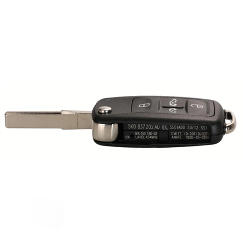 DIYKEY Folding Remote Car Key For Volkswagen VW Sharan Multivan Caravelle 5 Buttons 434MHZ ID48 Chip 5K0837202AD 7N0837202K