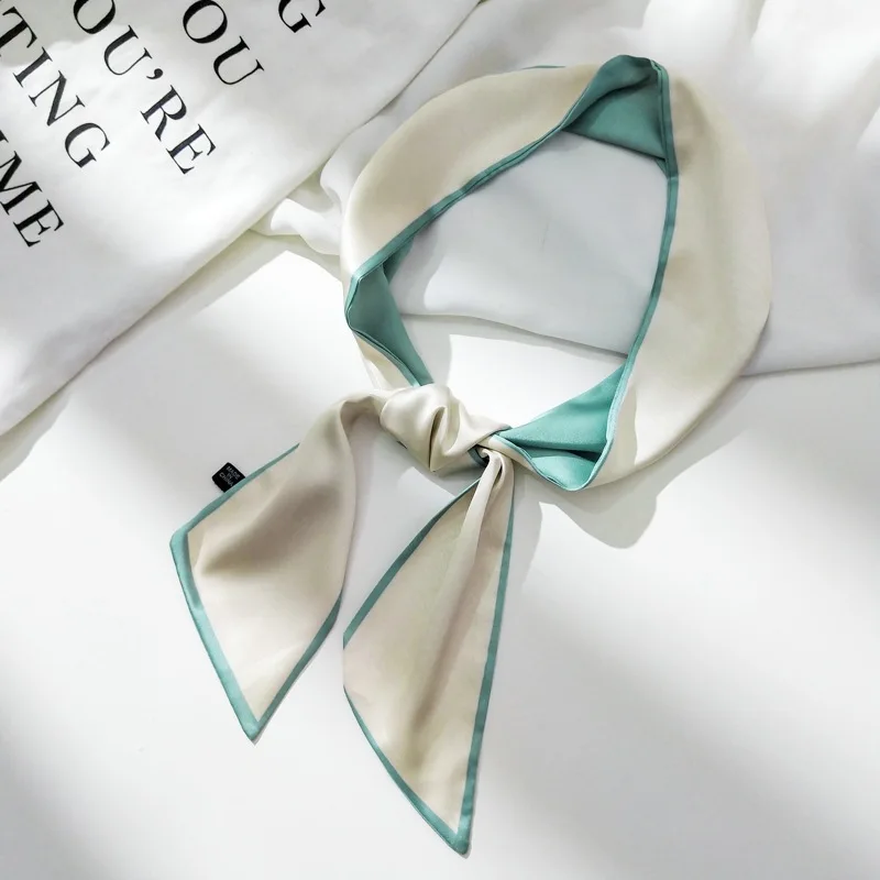 2020 New Two-Color Dual-Use Bag Handle Small Ribbon Women Twill Silk Scarf Women Creative Fashion women skinny scarf women