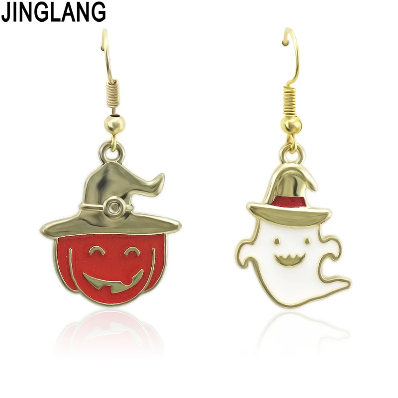 JINGLANG Halloween Series Earrings Collection Original Illustration Style Ghost Cartoon Spray Paint Simple Costume Role-playing