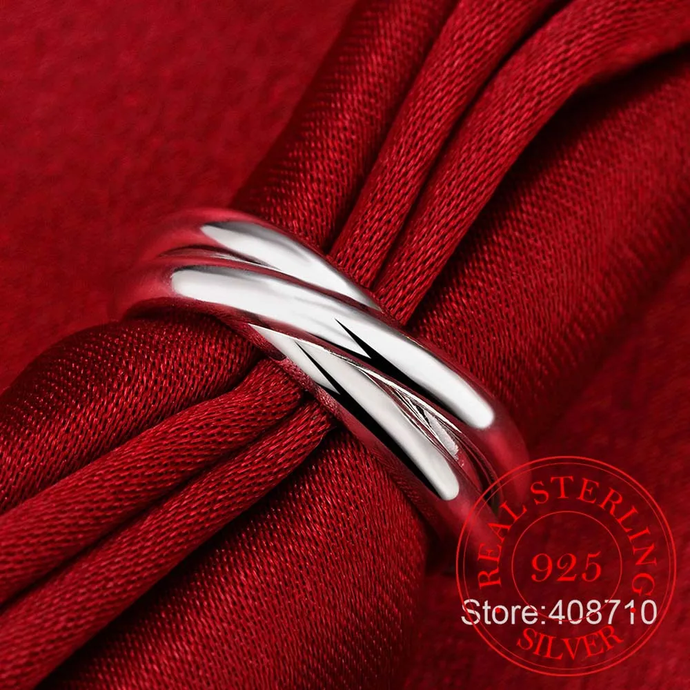 New Beautiful Fashion 925 Sterling Silver Jewelry Silver Ring Three Circles Anel De Prata Bijoux