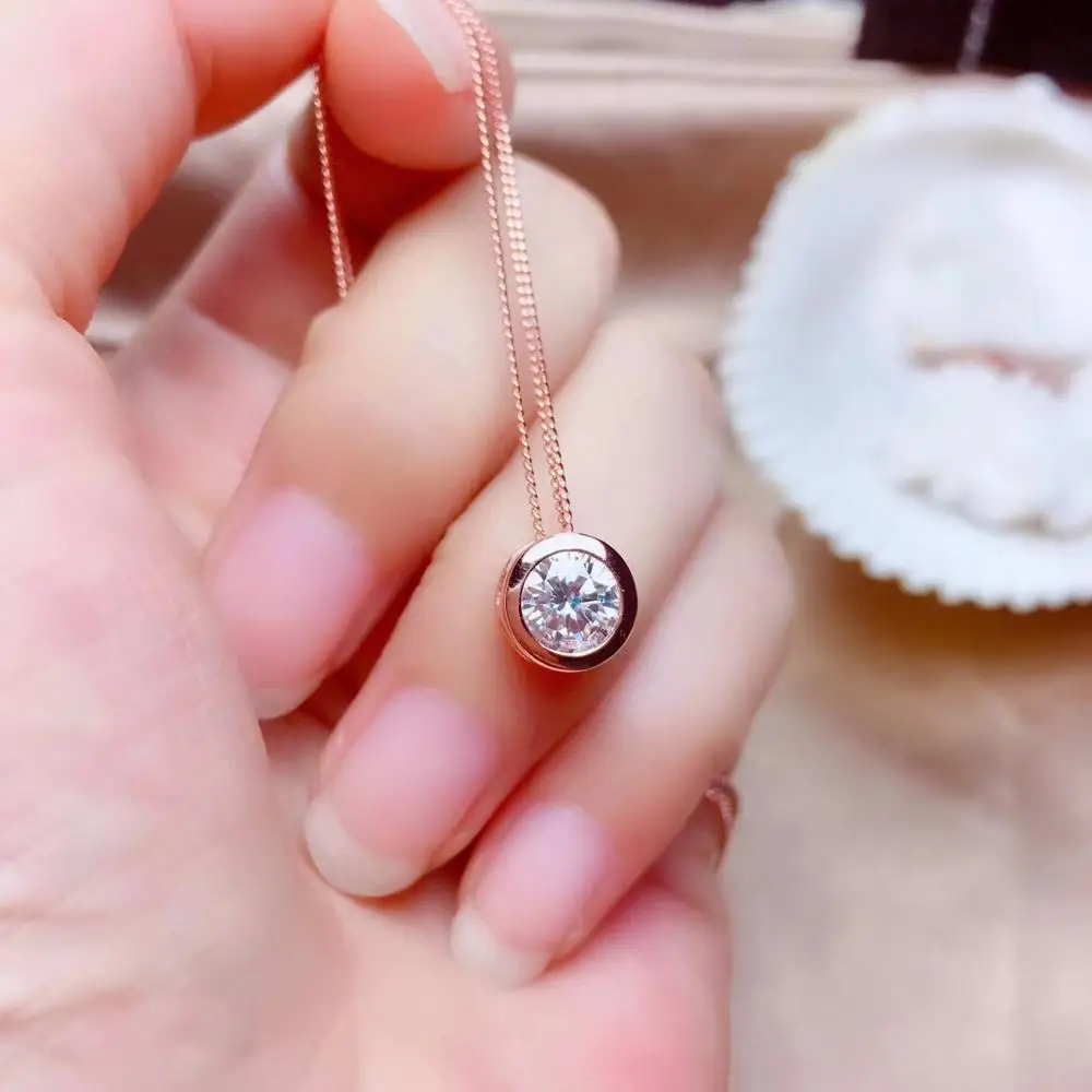 Recommend Classic Crackling Moissanite Pendant for Necklace Fine Jewelry Shiny Better 1ct Gemstone S925 Rose Gold Color Gift