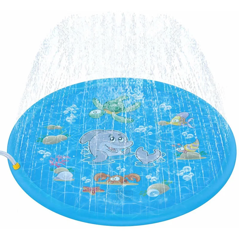 

100cm/170cm Outdoor Lawn Beach Sea Animal Inflatable Water Spray Kids Sprinkler Play Pad Mat Water Games Beach Mat Cushion Toys