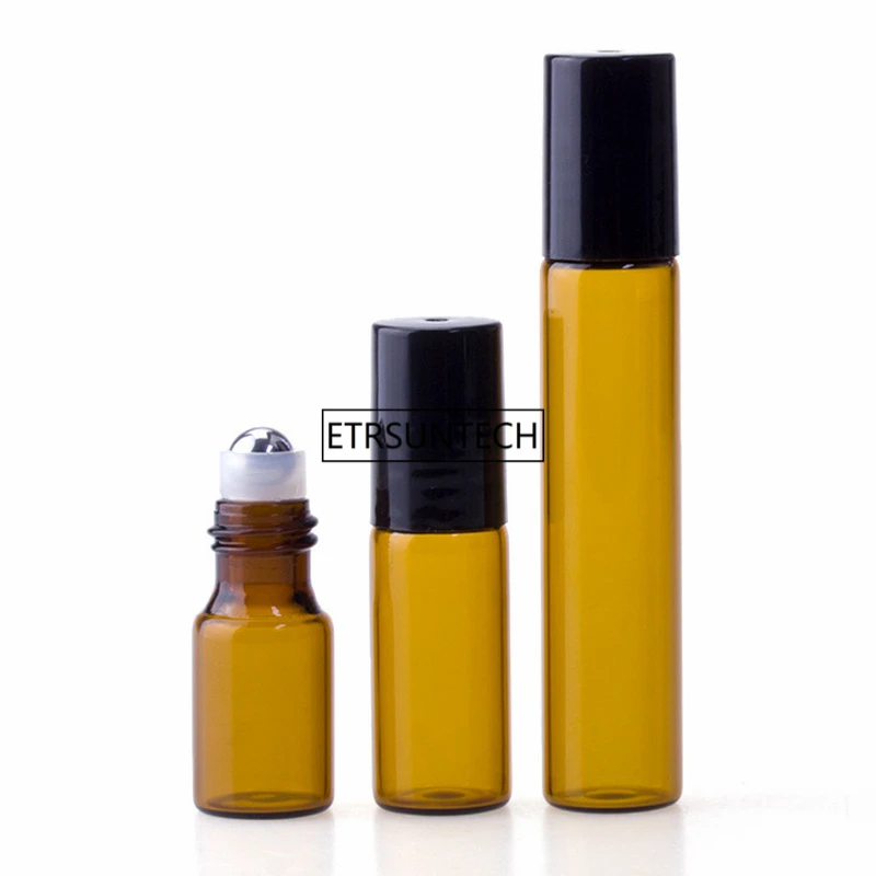 200 stücke 3ml 5ml 10ml Klare Glas Rolle Auf Ätherische Öle Parfüm Aroma Flasche Mit Edelstahl roller Ball F3401