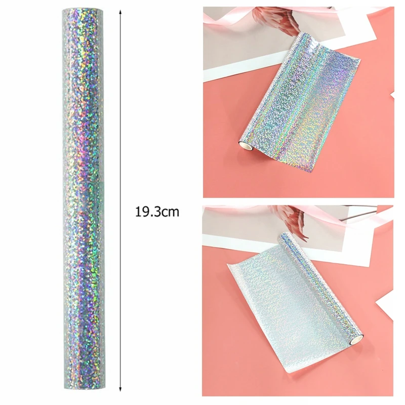 5Mx19.3Cm Holographic Foil Roll Foil Paper Shiny Silver Laminator Laminating Transfer On Elegance Laser Printer Craft Paper New