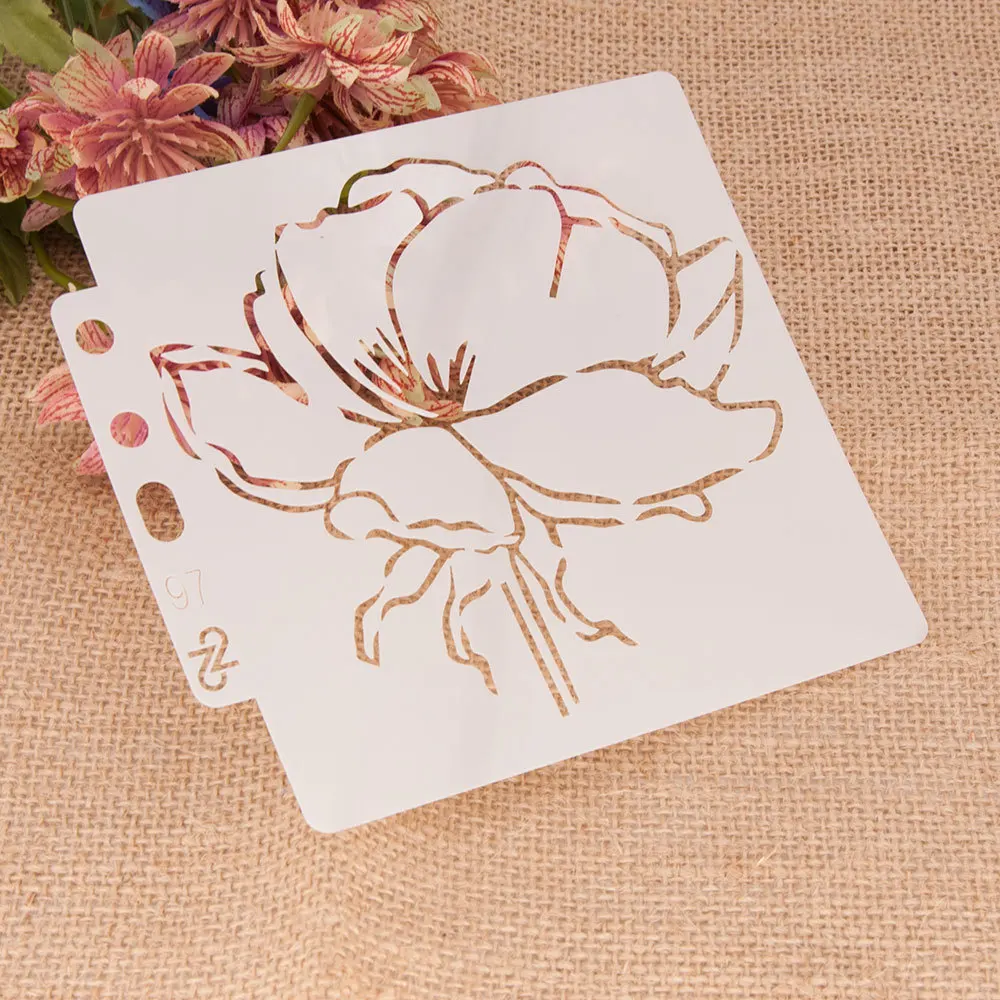 14*13cm White Flower DIY Layering Stencils Wall Painting Scrapbook Coloring Embossing Album Decorative Card Template