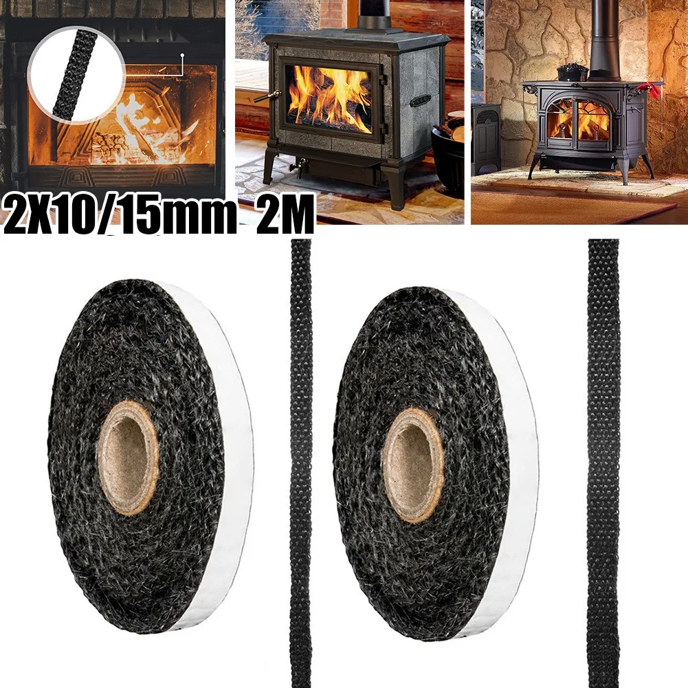 

Fiberglass Rope Black Flat Stove Gasket Rope Self Adhesive Glass Seal Stove Fire Rope High Temperature Sealing Strip